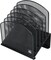 Inclined Desk File Organizer, 5-Section Vertical File Folder Holder Stand Metal Rack File Sorter for Office Classroom Desktop Organization (Black, 1Pack)